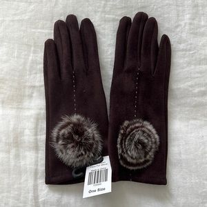 Faux Fur brown suede gloves